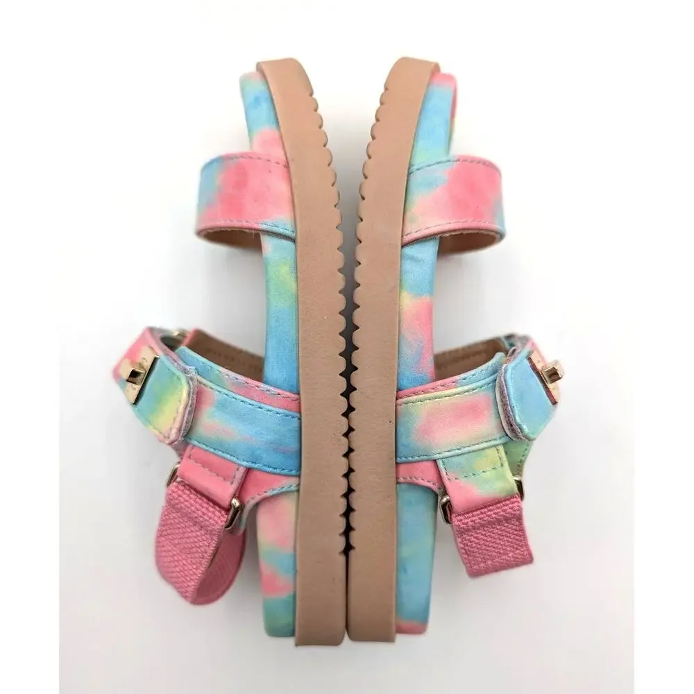 Steve Madden Breen Platform Sandals Open Toe Kids Pastel Tie Dye Size US12M
